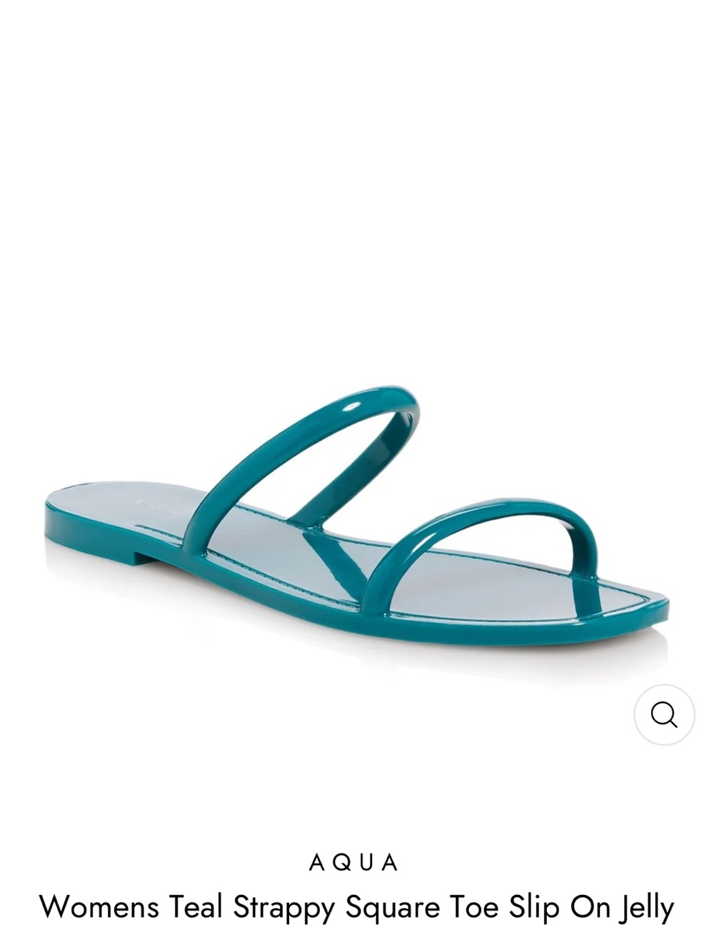 Aqua Teal Minimal Double-Strap Square-Toe Slide